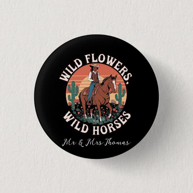 Badge Rond 2,50 Cm Fleurs Sauvages & Chevaux Sauvages Un Hommage Éton (Devant)