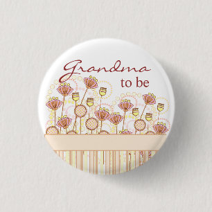 Badge Rond 2,50 Cm Fleurs super "grand-maman à être" goupille