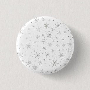 Badge Rond 2,50 Cm Flocon de neige au crépuscule - Gris et blanc arg