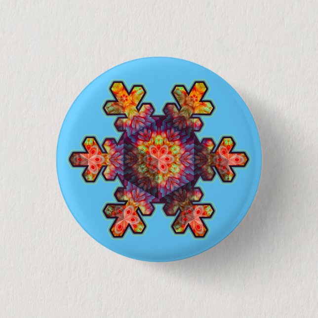 Badge Rond 2,50 Cm Flocon de neige psychédélique (Devant)