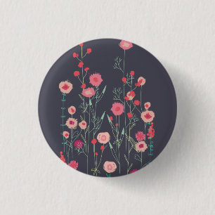 Badge Rond 2,50 Cm Floral Dark