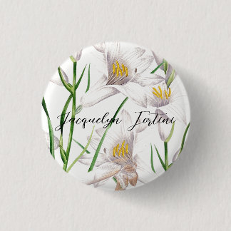 Badge Rond 2,50 Cm Floral Elegant Chic Cute Calligraphie Ajouter Nom