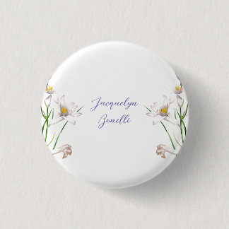 Badge Rond 2,50 Cm Floral Elegant Chic Cute Calligraphie Ajouter Nom