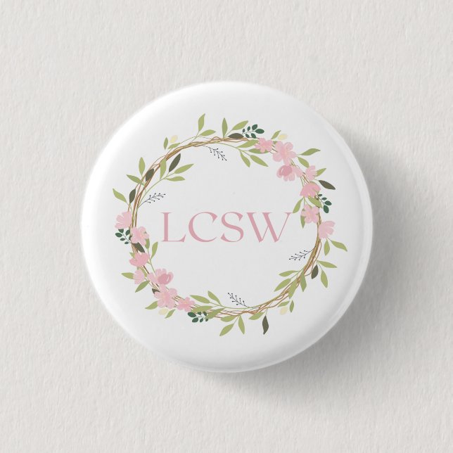 Badge Rond 2,50 Cm Floral Wreath LCSW Button (Devant)