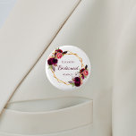 Badge Rond 2,50 Cm Floraux de couleur marine de Bridesmaid bordeaux b<br><div class="desc">Un style bohème bohème branché pour une douche nuptiale ou une mariage. Décoré de roses de couleur aquarelle en bordeaux et rose. Arrière - plan blanc élégant. Un cadre géométrique en faux or. Avec le texte : Bridesmaid écrit avec un script de style écrit à la main. Modèle pour le...</div>