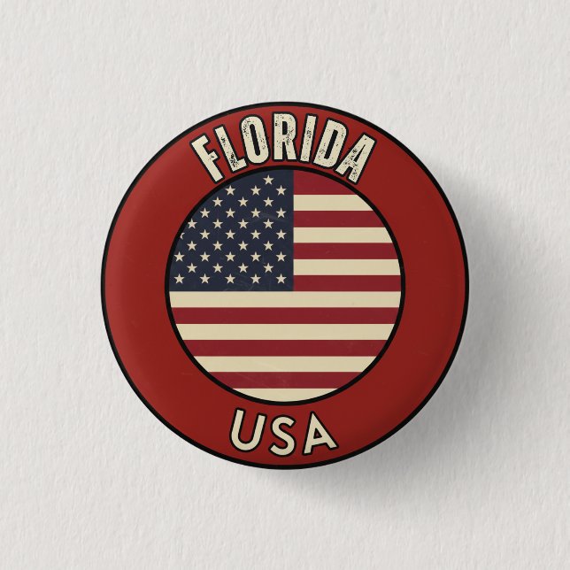 Badge Rond 2,50 Cm Florida United States of America (Devant)