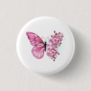 Badge Rond 2,50 Cm Flower Butterfly