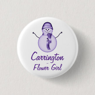 Badge Rond 2,50 Cm "Flower Girl" - Snowman avec Casquette pourpre & É