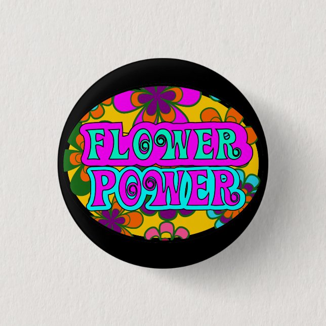 Badge Rond 2,50 Cm flower power (Devant)