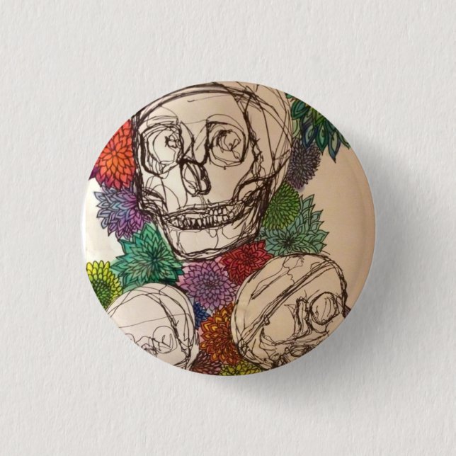 Badge Rond 2,50 Cm Flowers&Skulls (Devant)