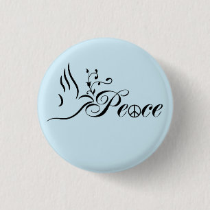Badge Rond 2,50 Cm Flying Peace Dove Olive Branch Blue Arrière - plan