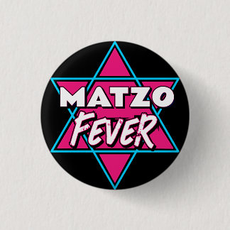 Badge Rond 2,50 Cm Folie du Matzo Bleu Rose Star Disco 70s Juif