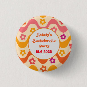 Badge Rond 2,50 Cm Folle et fiancée soirée de Bachelorette rétro des 