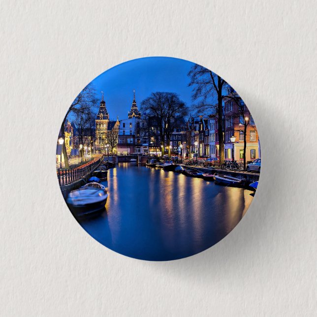 Badge Rond 2,50 Cm Fond d'écran de nuit Amsterdam-67657 (Devant)