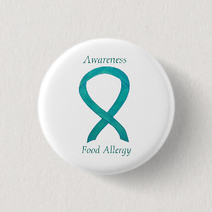 Badge Rond 2,50 Cm Food Allergy Awareness Green Ribbon Custom Art Pin