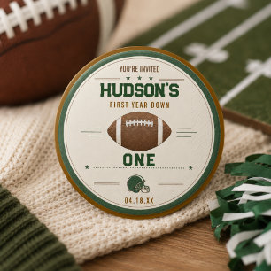 Badge Rond 2,50 Cm Football Américain Première Année Down 1er Anniver