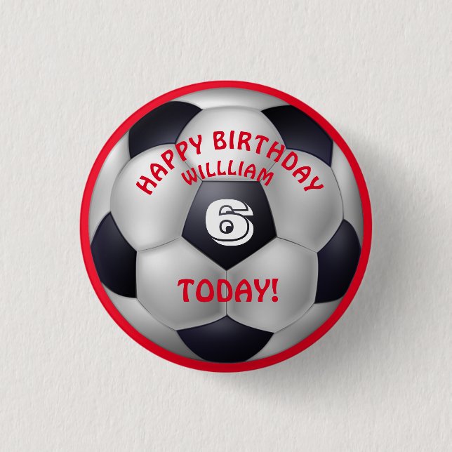 Badge Rond 2,50 Cm Football Nom des enfants Anniversaire (Devant)
