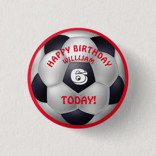 Badge Rond 2,50 Cm Football Nom des enfants Anniversaire