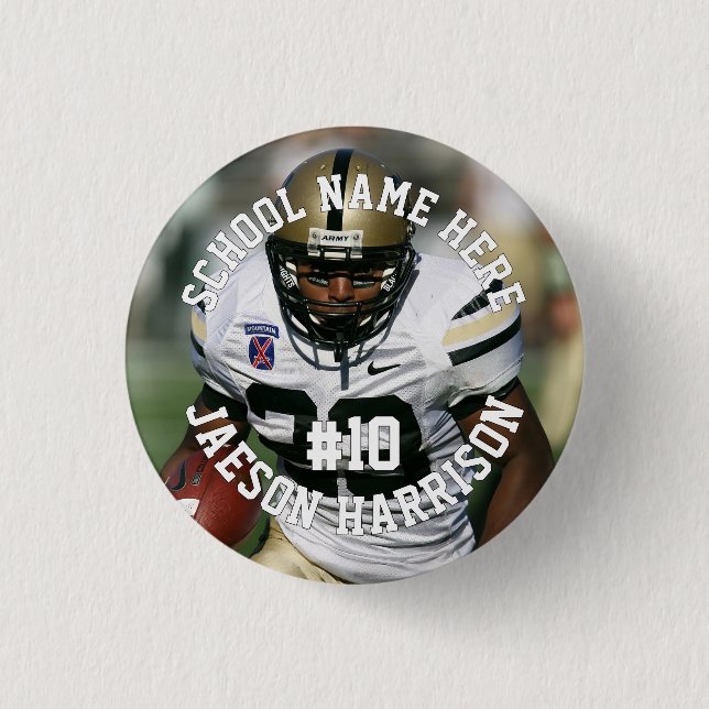 Badge Rond 2,50 Cm Football Player Add Name Number Team and Photo (Devant)