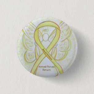 Badge Rond 2,50 Cm Forces armées - Retour Sensibilisation Ruban Angel