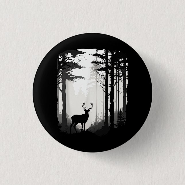 Badge Rond 2,50 Cm Forêt de cerfs faune (Devant)