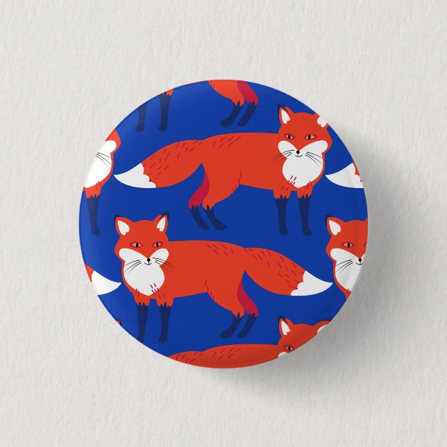 Badge Rond 2,50 Cm Forêt d'hiver Bleue renard (Devant)