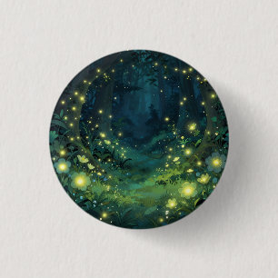 Badge Rond 2,50 Cm Forêt Enchantée Lueur Nuit Magique
