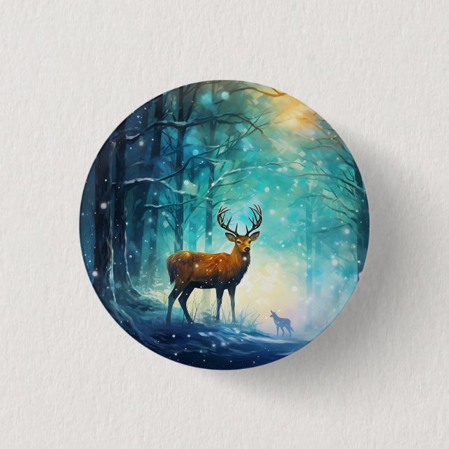 Badge Rond 2,50 Cm Forêt enneigée magique Art-82109 (Devant)