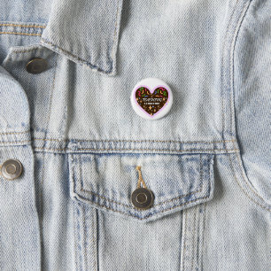 Badge Rond 2,50 Cm Forme cardiaque L'enseignement est une oeuvre de c
