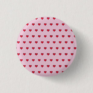 Badge Rond 2,50 Cm Forme de coeur mignonne pixélisée