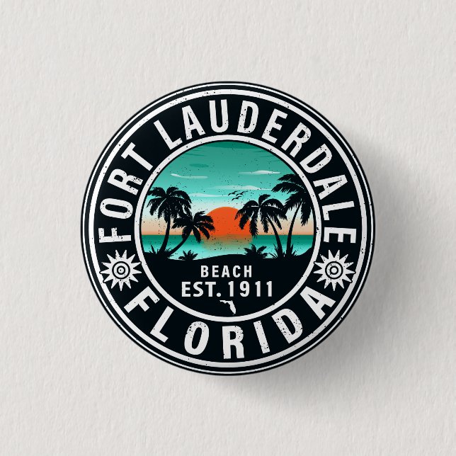 Badge Rond 2,50 Cm Fort Lauderdale Florida Beach Souvenirs tropicaux (Devant)