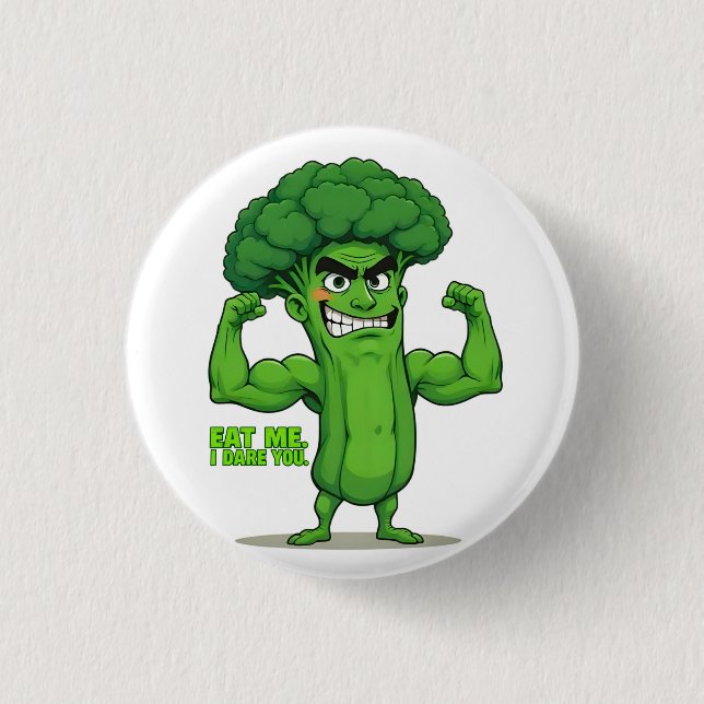 Badge Rond 2,50 Cm Forte Légume Club-Flexing Broccoli Drôle Cartoon (Devant)
