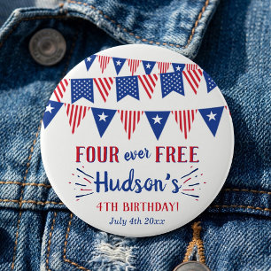 Badge Rond 2,50 Cm Four Ever Free ! Fête du 14 juillet Anniversaire 4