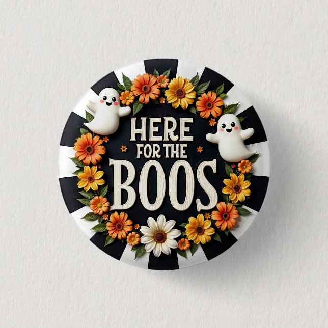 Badge Rond 2,50 Cm Fournitures de la fête d'Halloween 'Ici pour les B (Devant)