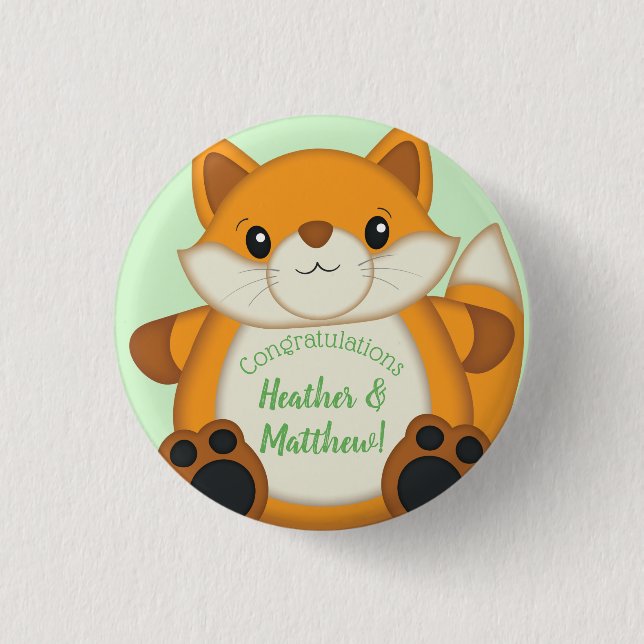 Badge Rond 2,50 Cm Fox Baby shower Green (Devant)