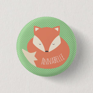 Badge Rond 2,50 Cm Fox mignon personnalisé de sommeil