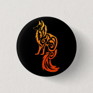 Badge Rond 2,50 Cm Fox rouge Kitsune de tribal de Firey