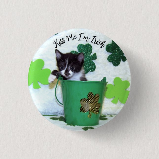 Badge Rond 2,50 Cm Foxi Moxi's St. Patrick's Day - Chat / Bouton Kitt (Devant)