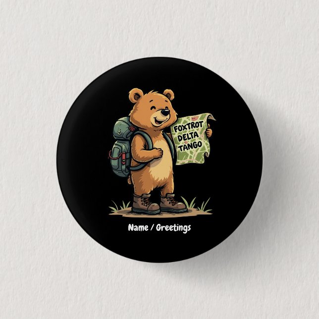 Badge Rond 2,50 Cm Foxtrots Deltas Tangos Funny Ours Retro Graphisme (Devant)