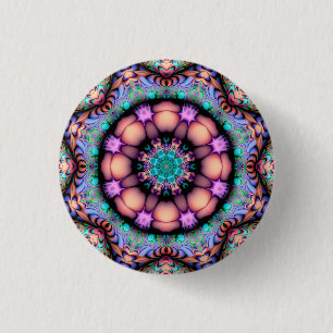 Badge Rond 2,50 Cm Fractal Mandala Floral Psychedelic Art