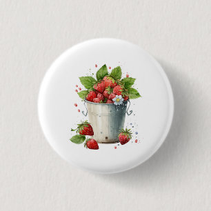 Badge Rond 2,50 Cm Fraises fraîches cuites dans un seau