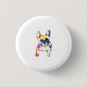 Badge Rond 2,50 Cm Français Bulldog Aquarelle Dessin À La Main Pour A