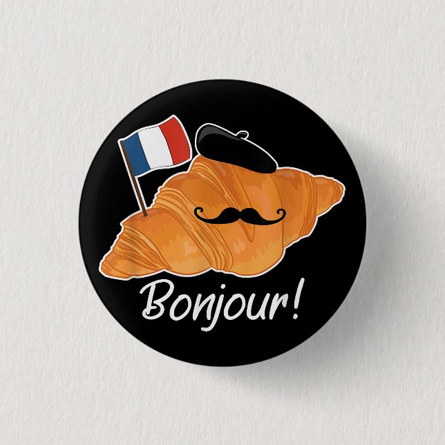 Badge Rond 2,50 Cm Français Croissant Lover France Drapeau Francophil (Devant)