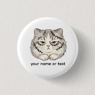 Badge Rond 2,50 Cm Frankenstein Chat Colorié Endormi pour Halloween