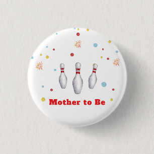 Badge Rond 2,50 Cm Frappe Colorée Bowling Sport Baby Shower