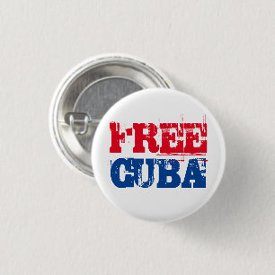 Badge Rond 2,50 Cm Free Cuba SOS Cuba rouge blanc bouton