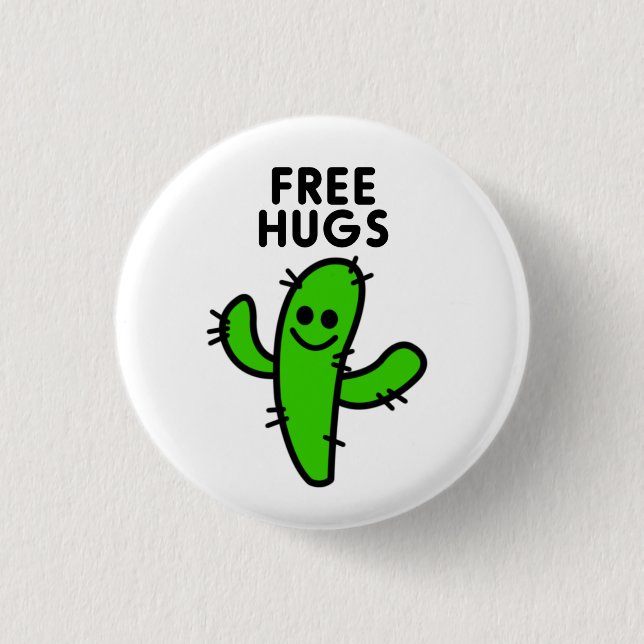 Badge Rond 2,50 Cm Free Hugs Cactus Funny (Devant)