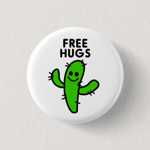 Badge Rond 2,50 Cm Free Hugs Cactus Funny