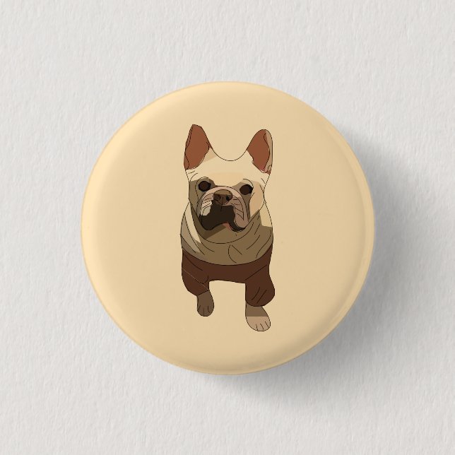 Badge Rond 2,50 Cm French Bulldog, Soft Peach (Devant)