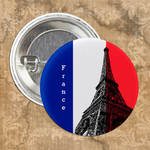 Badge Rond 2,50 Cm French flag & Eiffel Tower - France /sports fans